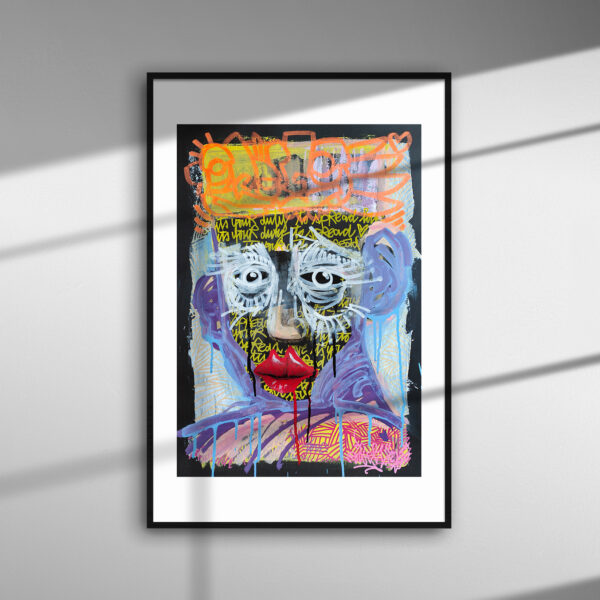 Black Tears Flattop Head – mixed media on blk paper A2 2025_2